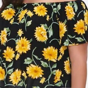 Forever 21 Yellow and Brown Ruffled Blouse